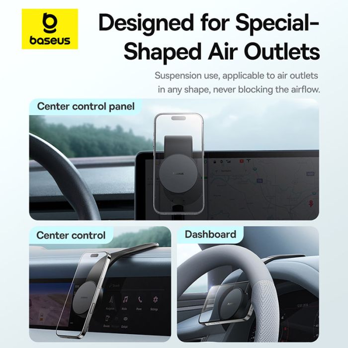 Автотримач для телефона Baseus PrimeTrip C02 Air Magnetic Car Mount Stick-on Type Cluster Black (C40182801113-01)