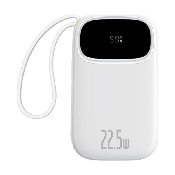 Зовнішній акумулятор Baseus EnerFill FC31 Digital Display Power Bank with 2 Built-in Cables 20000mAh 22.5W Moon White (P10082107213-00)