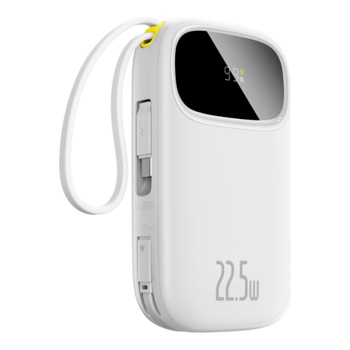 Зовнішній акумулятор Baseus EnerFill FC31 Digital Display Power Bank with 2 Built-in Cables 20000mAh 22.5W Moon White (P10082107213-00)