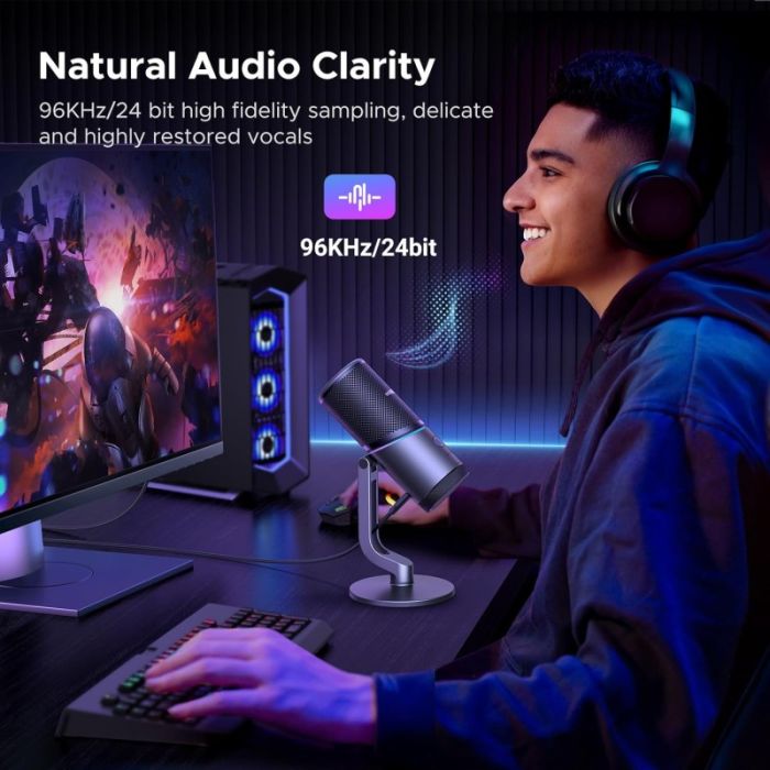 Мікрофон настільний UGREEN CM769 Desktop RGB 24-bit 96kHz ANS (USB-A) Вark Пray (UGR-35629)