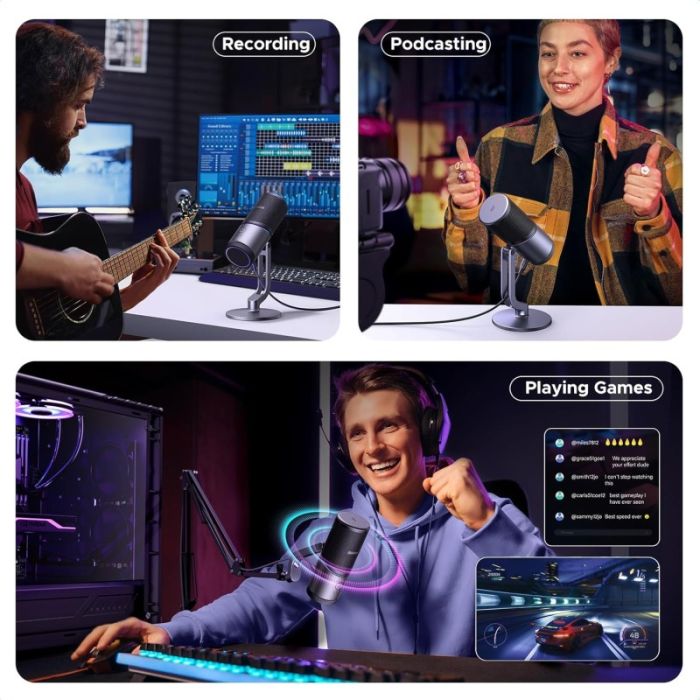 Мікрофон настільний UGREEN CM769 Desktop RGB 24-bit 96kHz ANS (USB-A) Вark Пray (UGR-35629)