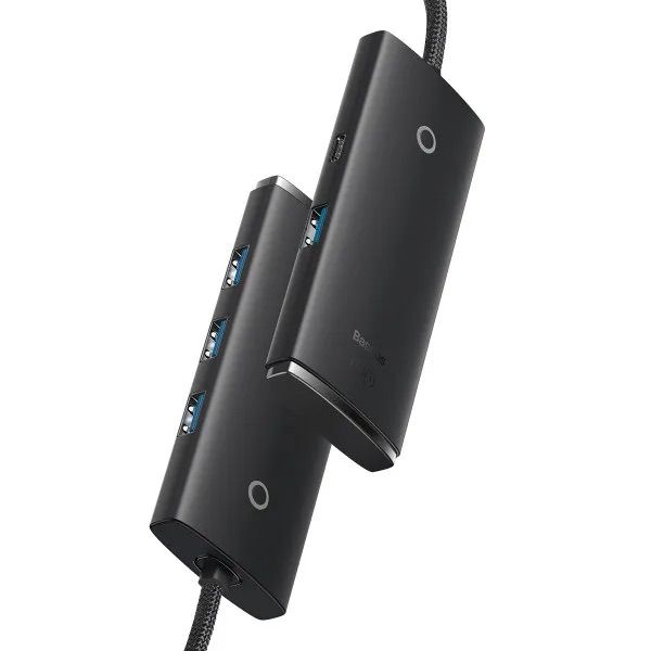 USB-хаб Baseus Lite Series 4-Port Type-C HUB Adapter (Type-C to USB 3.0*4 ) 1m Black (WKQX030401)