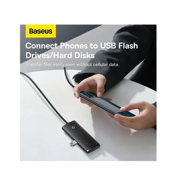 USB-хаб Baseus Lite Series 4-Port Type-C HUB Adapter (Type-C to USB 3.0*4 ) 1m Black (WKQX030401)