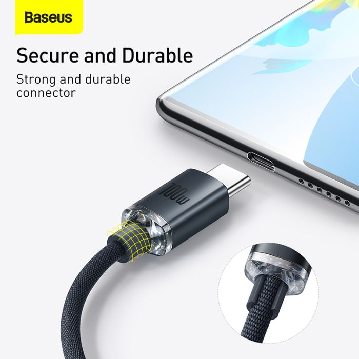Кабель Baseus Crystal Shine Series Fast Charging Data Cable USB to Type-C 100W 2m Black (CAJY000501)
