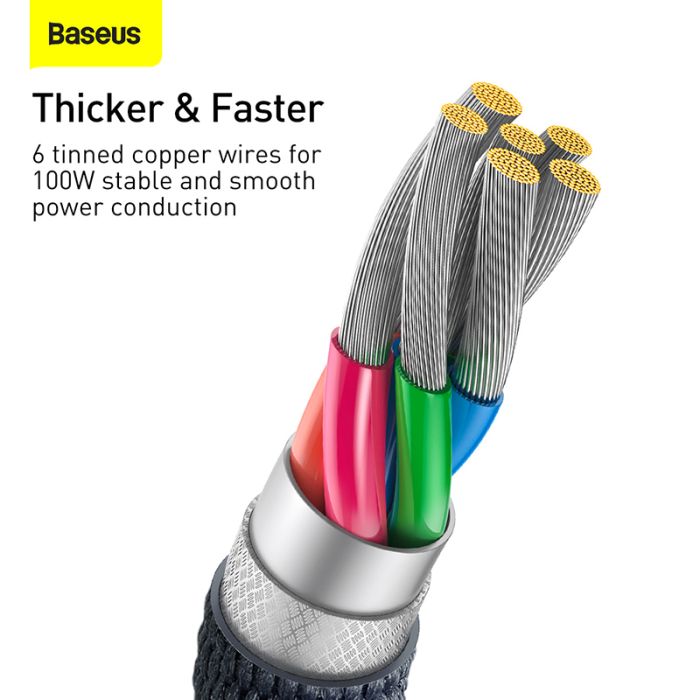 Кабель Baseus Crystal Shine Series Fast Charging Data Cable USB to Type-C 100W 2m Black (CAJY000501)