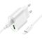 Мережевий зарядний пристрій HOCO C109A(PD20W+QC3.0) Fighter PD20W+QC3.0 charger set(C to iP) White (6942007656726)