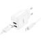 Мережевий зарядний пристрій з кабелем HOCO C141A Smart dual-port charger set(iP) White (6942007627870)