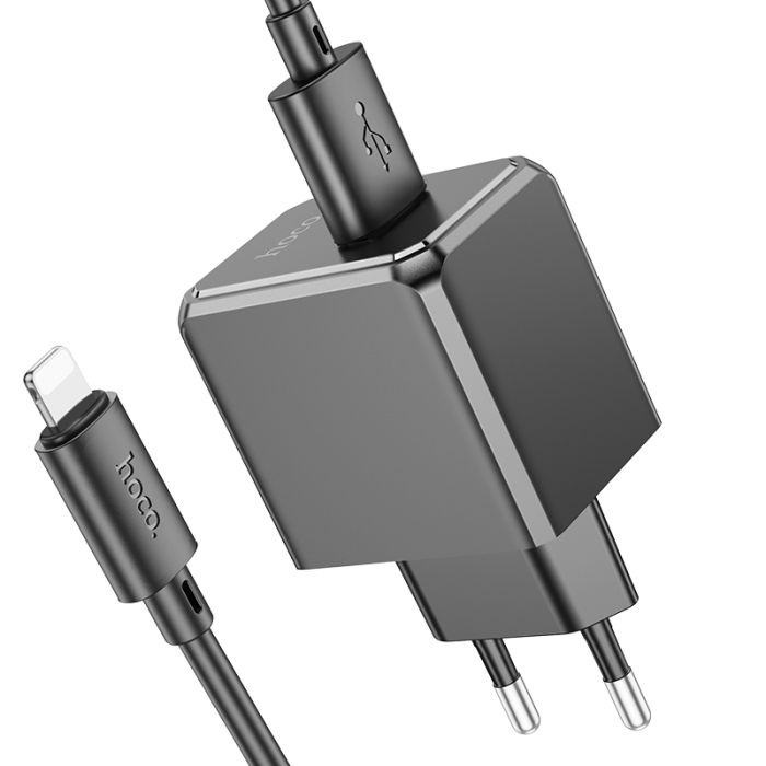 Мережевий зарядний пристрій з кабелем HOCO CS11A Ocean single port charger set(iP) Black (6942007603560)