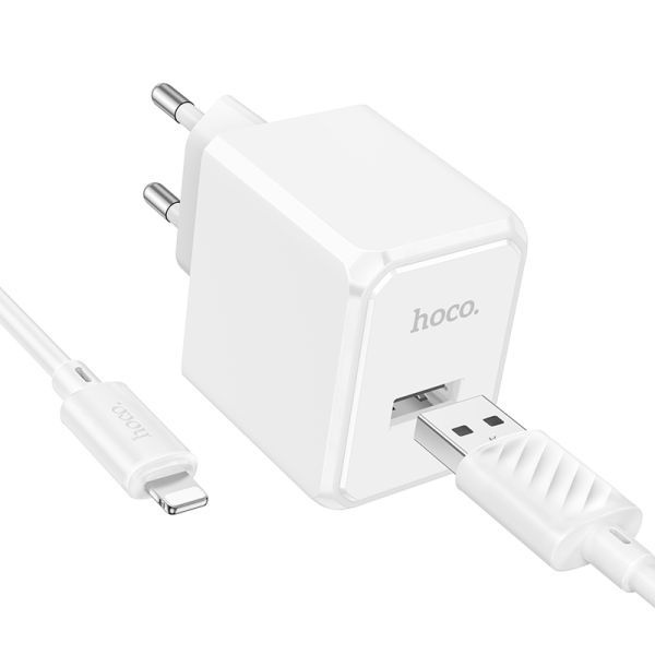 Мережевий зарядний пристрій з кабелем HOCO CS11A Ocean single port charger set(iP) White (6942007603577)
