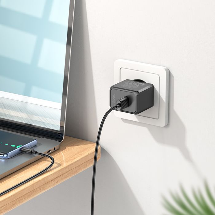 Мережевий зарядний пристрій з кабелем HOCO CS11A Ocean single port charger set(Type-C) Black (6942007603607)