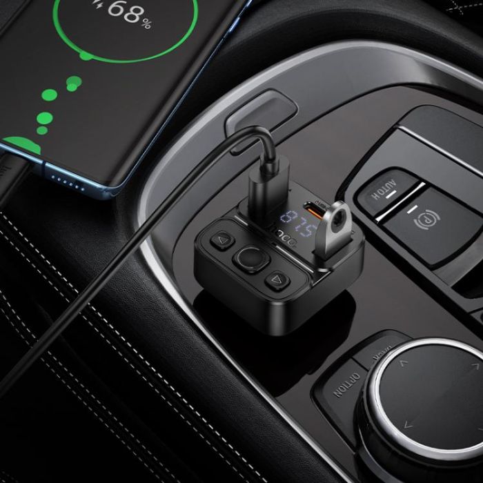 АЗП з FM-модулятором HOCO E87 Delta 35W(1A1C) car BT FM transmitter (6942007658980)