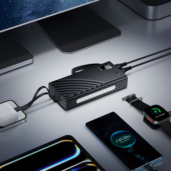 Зовнішній акумулятор Hoco J155 Shine 22.5W+PD20W+light 4-cable power bank(20000mAh) (6942007652117)