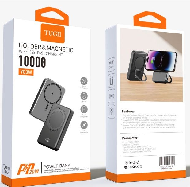Зовнішній акумулятор WUW TUGII-Y03 15W magsafe 10000mAh Black (Y03W)