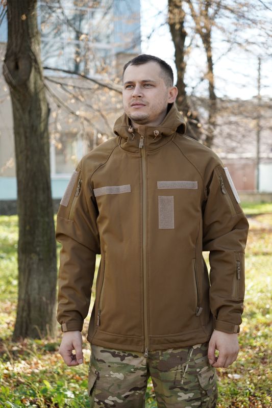 Куртка Windproof Softshell ветрозащитная (койот), водостойкая, флис 320 г/м²