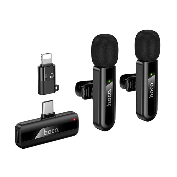 Бездротова мікрофонна система HOCO L20A Fair dual-mic (iP/Type-C) Black (6942007655507)