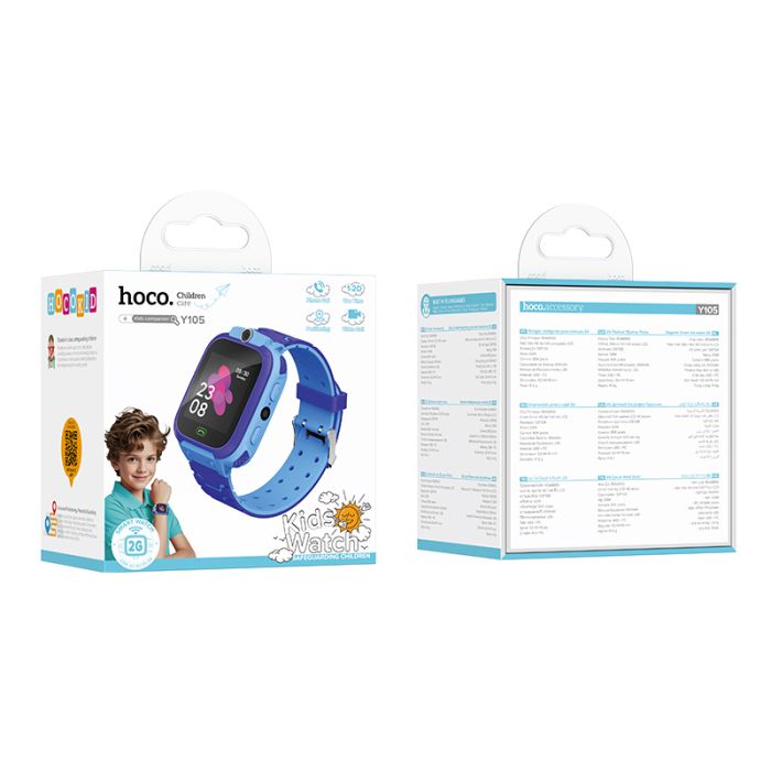 Дитячий смарт-годинник HOCO Y105 36mm. 400 mAh children phone watch Blue (6942007658645)