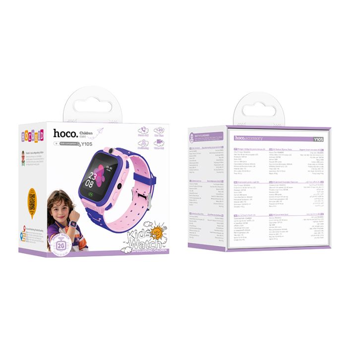 Дитячий смарт-годинник HOCO Y105 36mm. 400 mAh children phone watch Pink (6942007658652)