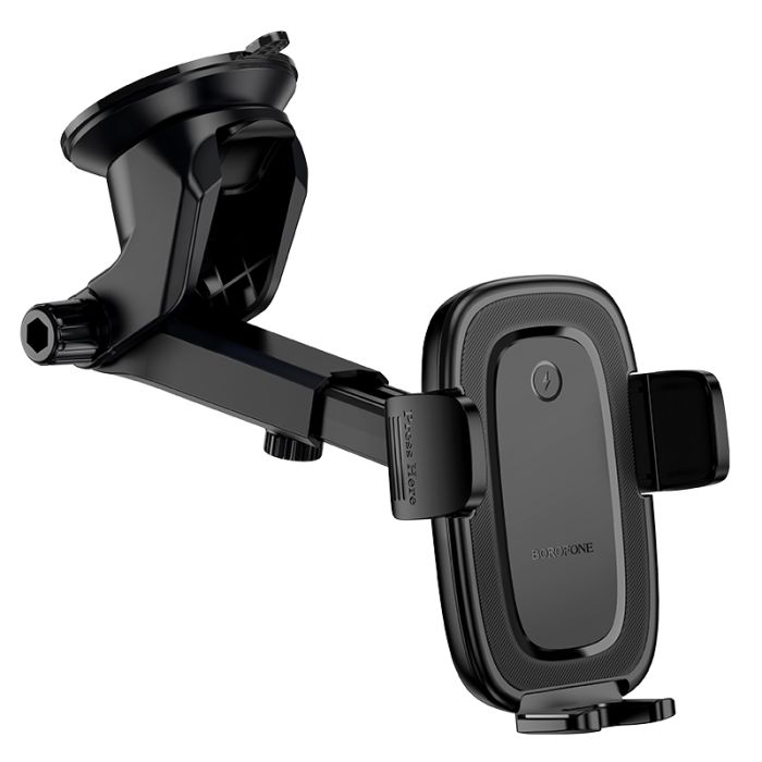 Автотримач для телефона з БЗП BOROFONE BH223 Follower push-type wireless fast charging car holder(center console) (6941991121319)