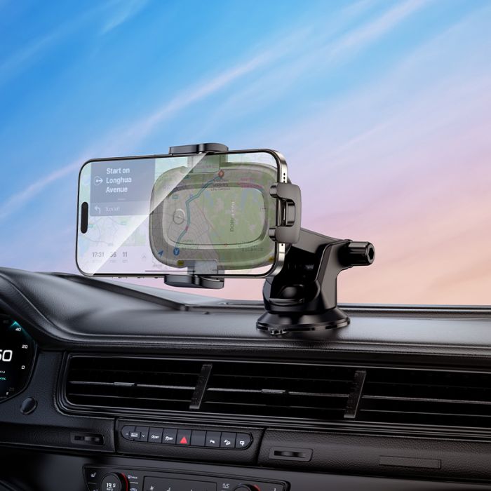 Автотримач для телефона з БЗП BOROFONE BH223 Follower push-type wireless fast charging car holder(center console) (6941991121319)