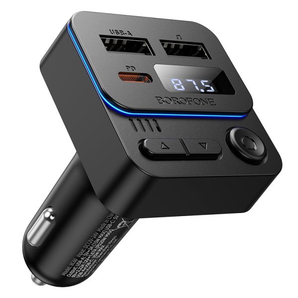 АЗП з FM-модулятором BOROFONE BC60 Hero 35W(1A1C) car BT FM transmitter Black (6941991121388)
