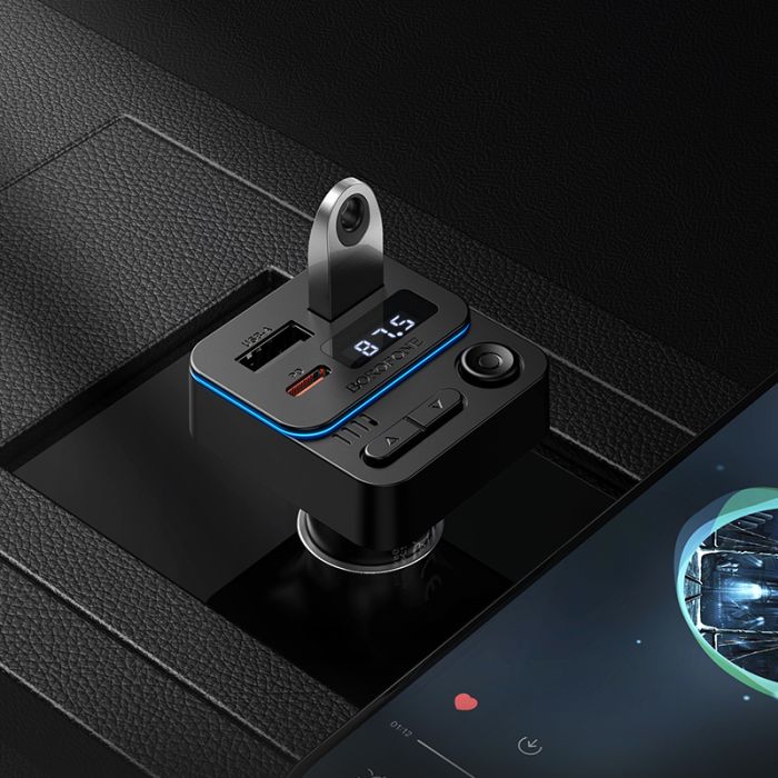 АЗП з FM-модулятором BOROFONE BC60 Hero 35W(1A1C) car BT FM transmitter Black (6941991121388)