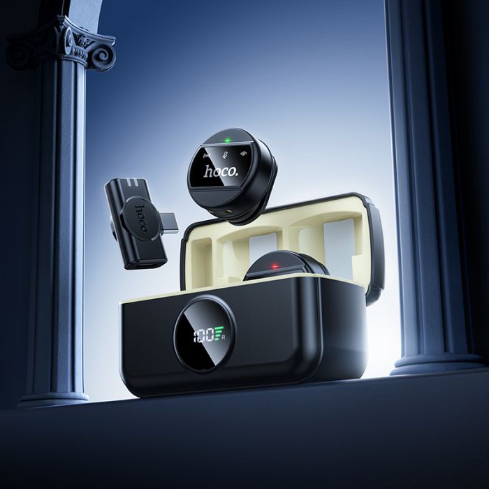 Бездротова мікрофонна система HOCO L22 Bright dual-mic (iP/Type-C) Black (6942007663151)