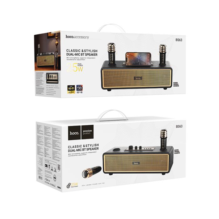 Портативна колонка HOCO BS63 Graceful wireless dual-mic BT speaker Black (6942007634458)