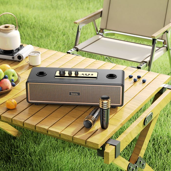 Портативна колонка HOCO BS63 Graceful wireless dual-mic BT speaker Black (6942007634458)