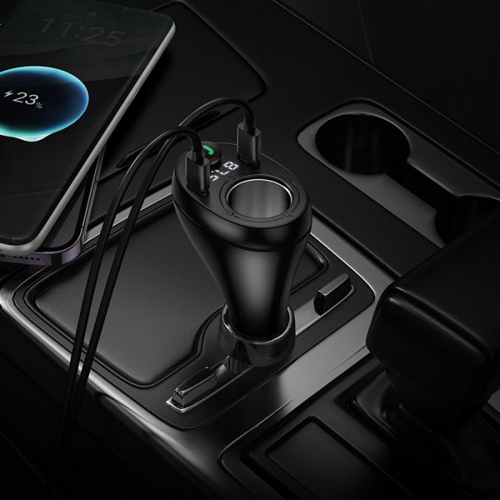 АЗП з FM-модулятором HOCO E88 Star 35W(2C) cigarette lighter car BT FM transmitter Black (6942007654111)