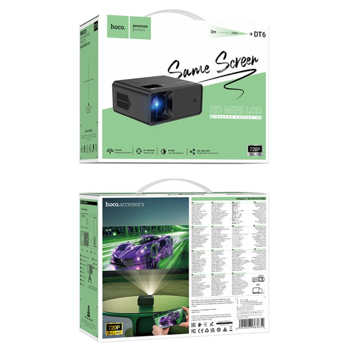 Проектор HOCO DT6 wireless projector (720P same screen version) (EU) (6942007663632)