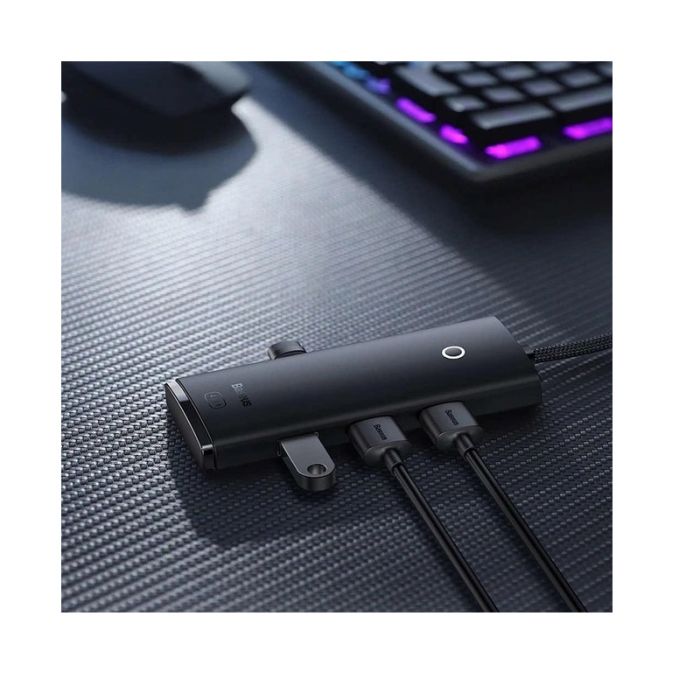 USB-хаб Baseus Lite Series 4-Port USB-A HUB Adapter (USB-A to USB 3.0*4) 25cm Black (WKQX030001)