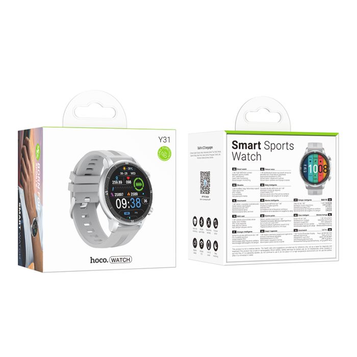 Смарт-годинник HOCO Y31 37mm, 250 mAh, Smart sports watch(call version) Silver (6942007654104)