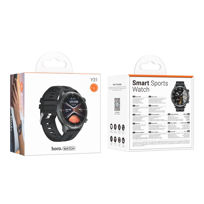 Смарт-годинник HOCO Y31 37mm, 250 mAh, Smart sports watch(call version) Black (6942007654098)