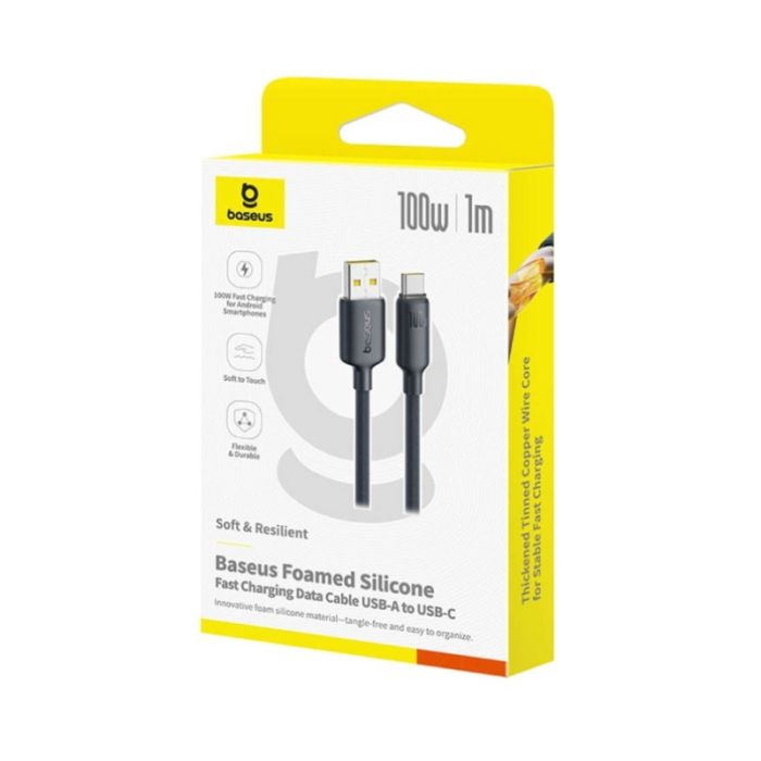 Кабель Baseus Foamed Silicone Fast Charging Data Cable USB to Type-C 100W Comic 1m Black (E0426800)