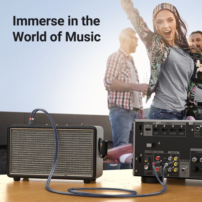 Аудіокабель UGREEN AV104, 2RCA Male to 2RCA Male, ABS, 5m Black (UGR-10520)