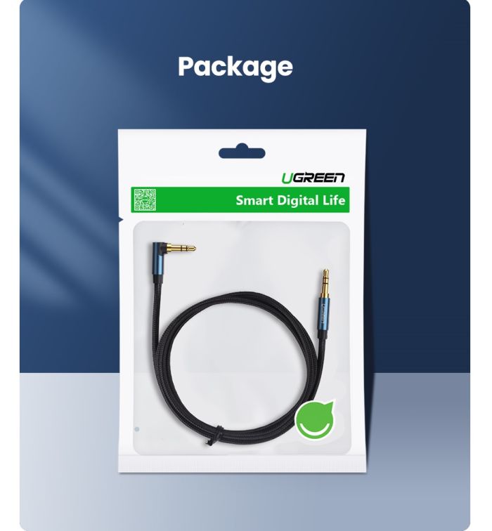 Аудіокабель UGREEN AV112, 3.5mm Male to 3.5mm Male, nylon braid, 2m, Blue (UGR-60181)