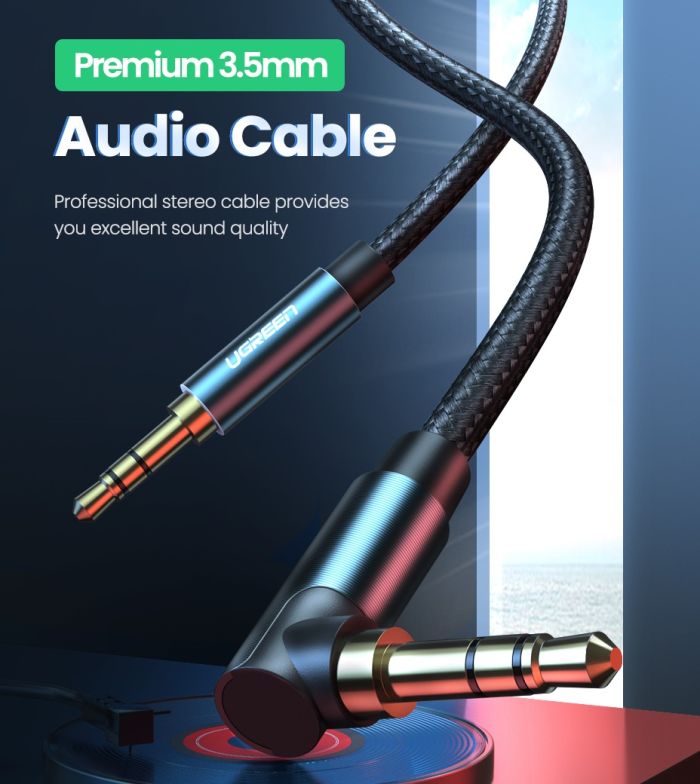 Аудіокабель UGREEN AV112, 3.5mm Male to 3.5mm Male, nylon braid, 2m, Blue (UGR-60181)