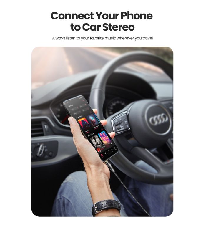 Аудіокабель UGREEN AV112, 3.5mm Male to 3.5mm Male, nylon braid, 2m, Blue (UGR-60181)