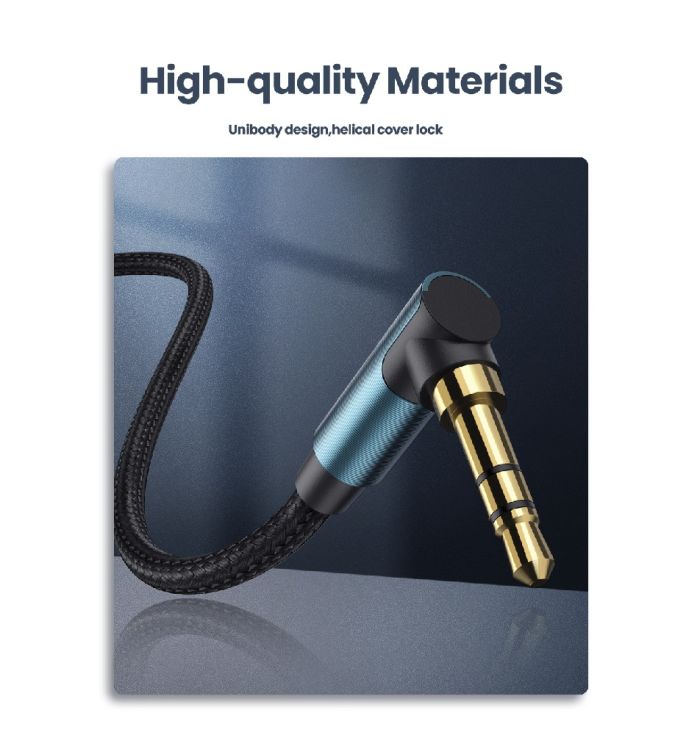 Аудіокабель UGREEN AV112, 3.5mm Male to 3.5mm Male, nylon braid, 2m, Blue (UGR-60181)