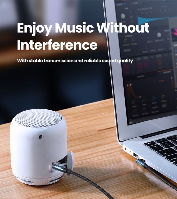 Аудіокабель UGREEN AV112, 3.5mm Male to 3.5mm Male, nylon braid, 2m, Blue (UGR-60181)