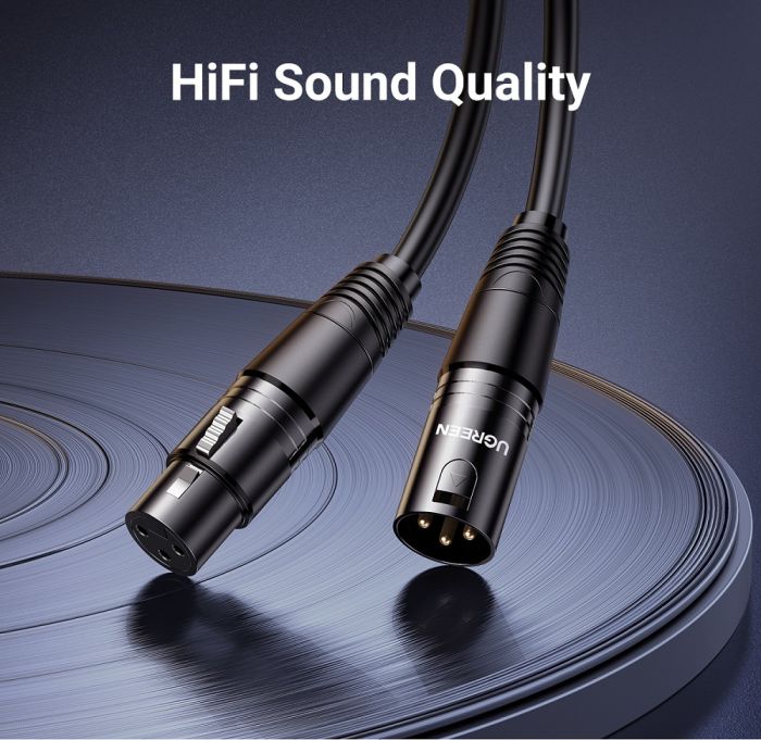 Аудіокабель UGREEN AV130 Cannon Male to Female Microphone Extension Audio Cable 5m Black (UGR-20712)