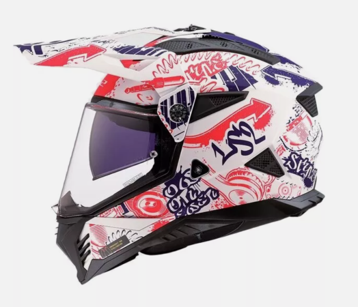 Мотошолом LS2 MX702 Pioneer 2 Fantasy White Red Blue S