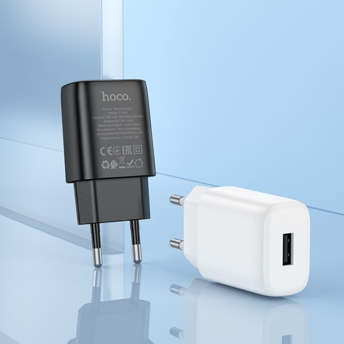Мережевий зарядний пристрій з кабелем HOCO C134A Solid single-port charger set(Type-C) White (6942007621366)