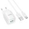 Мережевий зарядний пристрій з кабелем HOCO C145A Charm single port QC3.0 charger set(Type-C) White (6942007630238)