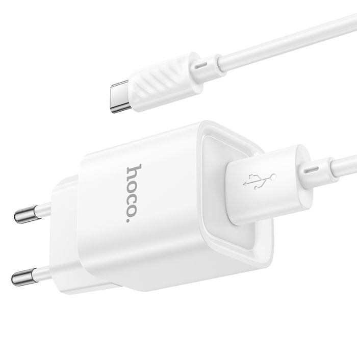 Мережевий зарядний пристрій з кабелем HOCO C145A Charm single port QC3.0 charger set(Type-C) White (6942007630238)