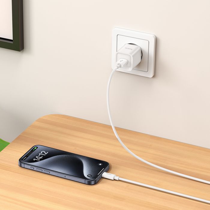 Мережевий зарядний пристрій з кабелем HOCO C145A Charm single port QC3.0 charger set(Type-C) White (6942007630238)