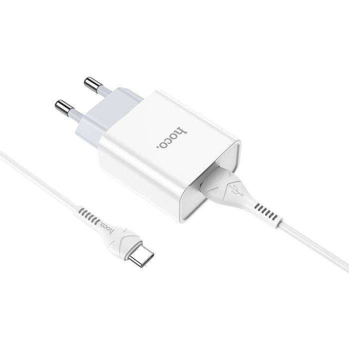 Мережевий зарядний пристрій з кабелем HOCO C81A Asombroso single port charger set(Type-C) White (6931474727961)