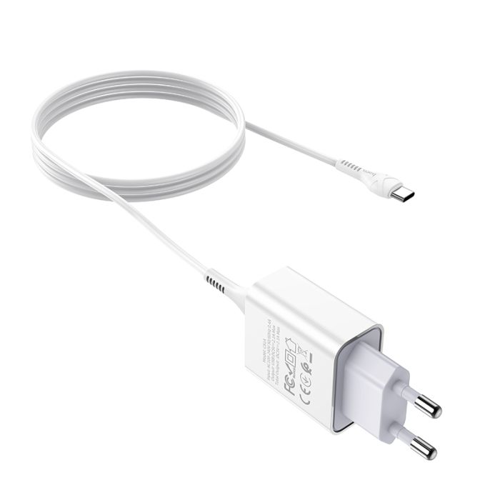 Мережевий зарядний пристрій з кабелем HOCO C81A Asombroso single port charger set(Type-C) White (6931474727961)