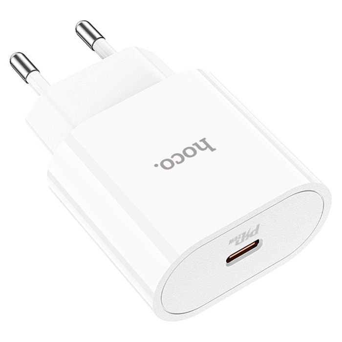 Мережевий зарядний пристрій з кабелем HOCO C94A Metro single port PD20W charger White (6931474762177)