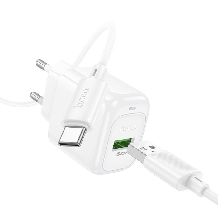Мережевий зарядний пристрій з кабелем HOCO CS52A 18W Surplus single-port QC3.0 charger set(Type-C) White (6942007631471)